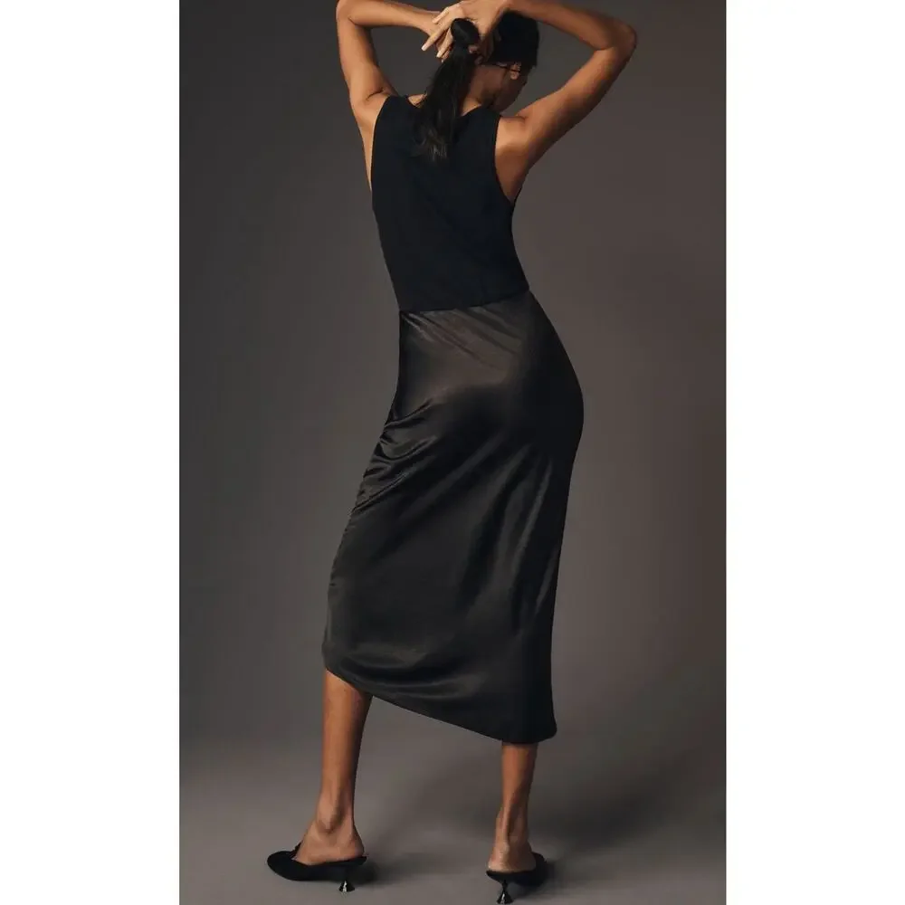 Anthropologie x Mare Knit Slip Twofer Black Midi Dress - Picture 3 of 13